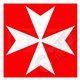 Maltese Cross - White on Red Background