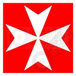 Maltese Cross - White on Red Background