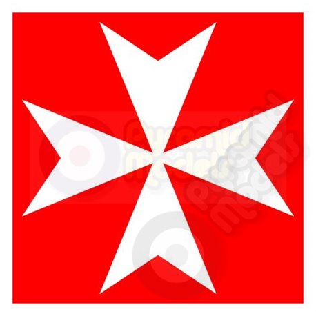 Maltese Cross - White on Red Background