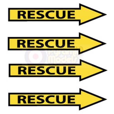 Right Facing - Rescue Arrows - Black and Yellow