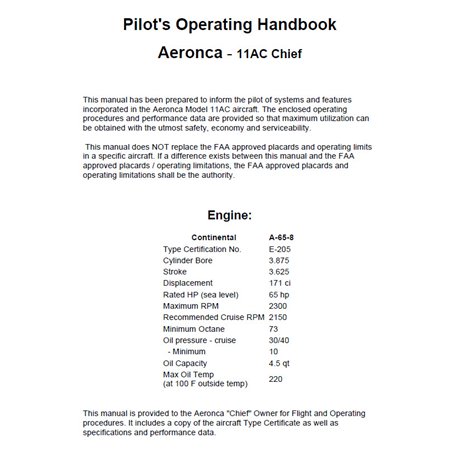 Aeronca - 11AC Chief - Pilot's Operating Handbook - PDF Version