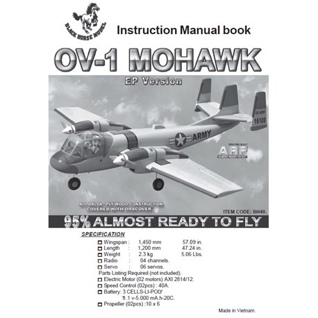 Black Horse Model OV-1 MOHAWK Instruction Manual Book