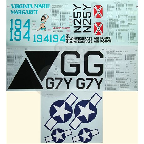 Royal Products Corp - LOCKHEED Lightning P-38 Waterslide Decal Set
