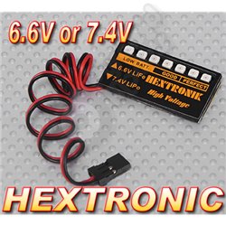 6.6v / 7.4v receiver on board battery meter futaba , jr, sanwa ,gws, spektrum heli