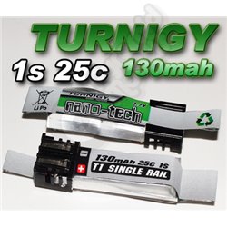 Turnigy nano-tech 130mah 1S 25C Lipo Pack ( Nine Eagles style - T1 Single Rail for 2010+ ) - Twin pack