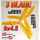3 Blade Propeller 9x4.5 YELLOW - 1 Pair  1 x normal & 1 x Counter Rotate