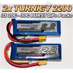 2x Turnigy 2200mAh 3S 20C -30C BURST LiPo Pack - LiPo battery with XT60 Plugs