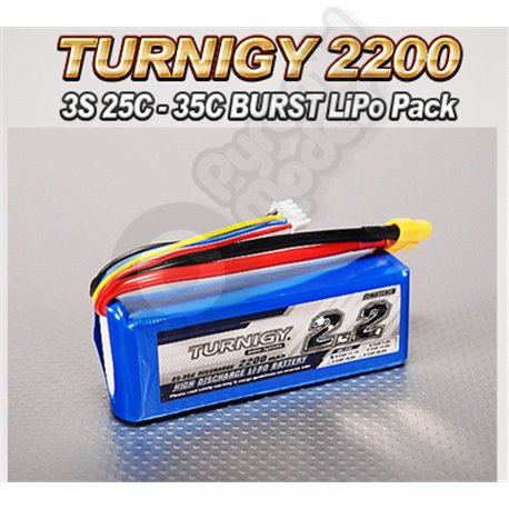 Turnigy 2200mAh 3S 25C -35C BURST LiPo Pack - LiPo battery with XT60 Plugs