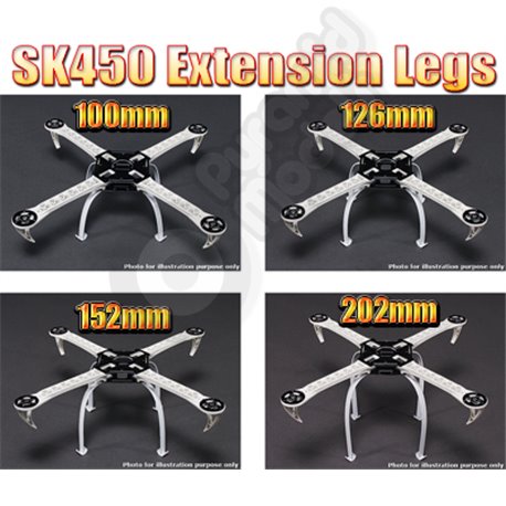 Extended Nylon Landing Skid Set for SK450 Multi-Rotor Quadcopter Frame - 4 SIZES