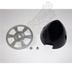 BLACK Nylon Spinner with Alloy Backplate-  2.5 inch / 63mm 