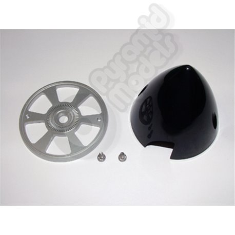 BLACK Nylon Spinner with Alloy Backplate-  2.5 inch / 63mm 
