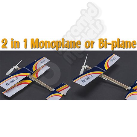 Skylark L-9 Rubber Powered Freeflight Model 2 in 1 Monoplane or Bi-plane