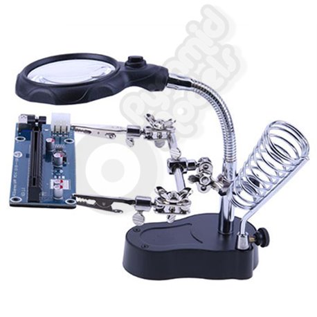 Helping Hands with Soldering Magnifying Glass and LED Light 