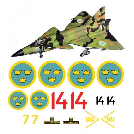 SAAB Vigen- Swedish Insignia Decal Set