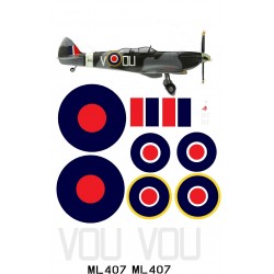 Spitfire Double Canopy Tr.9 VOU ML407 Decal Set
